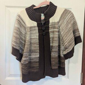 Cristopher & Banks Size Large Brown and White 3-Button Sweater